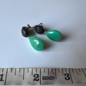 Amazonite and Black Spinel drop earrings